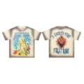 Vintage washed short sleeve t-shirt with rhinestone graphic print for men and women streetwear. - S / Retro Black F09
