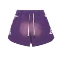 Shorts casual lavati viola per uomo e donna, pantaloncini streetwear con elastico. - Viola Lavato