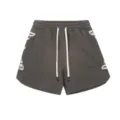 Pantaloncini streetwear grigi slavati con ricamo gotico e comoda coulisse in vita per uomo. - Grigio Antracite Lavato