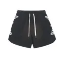 Pantaloncini casual neri da uomo streetwear vita elastica ricamati tendenza estate - Taglia S / Pantaloni e gonne / Nero Lavato