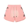 Pantaloncini casual rosa lavati con vita elastica e ricamo gotico laterale elegante. - Taglia S / Pantaloni e gonne / Rosa Lavato