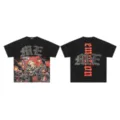 Camiseta gráfica streetwear negra unisex con letras de diamantes de imitación y diseño. - S / Tops / 4