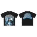 Unisex high street black short sleeve t-shirt with rhinestone graphic and custom text. - 18