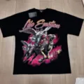 Camiseta streetwear negra de manga corta con detalle gráfico de estrás Life Emotion. - S / 21
