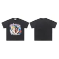 Vintage washed short sleeve t-shirt with graphic angel print and loose streetwear fit. - Style 9