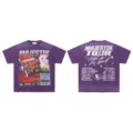 Detail view of the vintage washed short sleeve t-shirt with back tour print and graphic. - Style 16