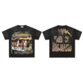 Vintage washed short sleeve t-shirt with front and back graphic print for street style wear. - Style 17
