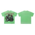 Green oversized streetwear t-shirt with graphic print and rhinestone back detail. - Style 21