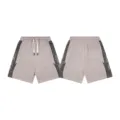 Men women streetwear casual shorts grey elastic waist gothic letter print five point pants - S / Khaki Grey
