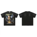 Vintage wash short sleeve t-shirt streetwear aesthetic graphic tee men women black top - Style 23