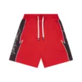 Red black colorblock casual shorts high street gothic print drawstring loose men and women - S / Red