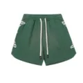 Pantaloncini casual streetwear da uomo verde scuro ricamo gotico con cintura con coulisse. - Verde Lavato