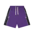 Casual purple shorts for men and women, high street style with color block side panels and drawstrings. - S / Purple