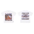 White graphic rhinestone short sleeve t-shirt with American streetwear style and letters. - S / Tops / White
