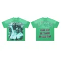 Vintage wash green graphic t-shirt for men and women, trendy streetwear short sleeve top. - S / Tops / Washed Green