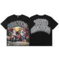 Camiseta streetwear negra con gráfico para hombres y mujeres con letras de diamantes y diseño. - S / 13