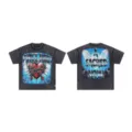 Vintage washed graphic t-shirt for men and women, American streetwear short sleeve tee. - S / Tops / Washed Black (F503)