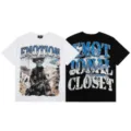 Camiseta unisex de manga corta streetwear con estampado gráfico y letras, top casual de algodón. - S / 4 Blanco
