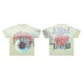 Vintage washed sage green graphic t-shirt with gothic lettering and rhinestone embellishments. - S / Tops / Pale Green