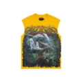 Men women high street vintage graphic sleeveless tank top with cool skull print design. - S / Yellow