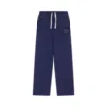Pantaloni della tuta streetwear blu navy con cordoncino, ricamo di borchie, gamba larga. - Blu Zaffiro / Taglia S