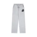 Pantaloni della tuta grigi ampi con coulisse e patch borchiata nera per un look streetwear casual - Grigio / Taglia S