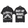 Vintage washed short sleeve t-shirt with graphic print streetwear top for men and women - S / Tops / 6180 Washed Black