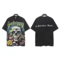 Vintage washed gothic skull graphic short sleeve t-shirt for men and women street style. - S / Tops / 6323 Washed Black
