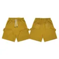 Washed distressed casual shorts for men and women, high street streetwear style with embroidery. - S / Bottoms / Washed Khaki