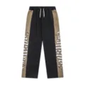 Men's women's casual sweatpants gothic letter embroidery streetwear straight leg pants - S / Black With White Letters