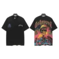Black vintage washed short sleeve t-shirt with cool skeleton graphic print, unisex streetwear. - S / Tops / 6141 Washed Black