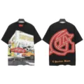 Vintage washed short sleeve t-shirt with graphic skeleton surf print, high street style. - S / Tops / 6142 Washed Black