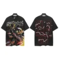 Vintage washed black short sleeve t-shirt with graphic skull print and streetwear style. - S / Tops / 6143 Washed Black