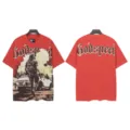 Vintage streetwear graphic short sleeve t-shirt with retro letters and washed red design. - S / Tops / 6137 Washed Red