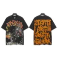 Vintage wash oversized short sleeve t-shirt with front skull graphic and back graffiti print. - S / Tops / 6147 Washed Black