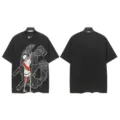 Vintage washed black short sleeve t-shirt with graphic skeleton print, streetwear style. - S / Tops / 6328 Washed Black