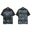 Vintage washed black short sleeve t-shirt with aggressive dog graphic and gothic back print. - S / Tops / 6329 Washed Black