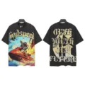 Vintage washed graphic t-shirt for men and women, cool skull streetwear tee, retro short sleeve. - S / Tops / 6330 Washed Black