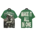 Vintage washed graphic t-shirt for men and women, skeleton astronaut streetwear tee. - S / Tops / 6327 Washed Green