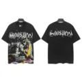 Vintage washed graphic t-shirt men women streetwear gothic skeleton short sleeve top - S / Tops / 6150 Washed Black
