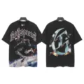 Vintage washed black short sleeve t-shirt with skeleton graphic and gothic lettering for streetwear. - S / Tops / 6341 Washed Black
