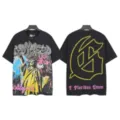Vintage washed black short sleeve t-shirt with graphic print streetwear style for men and women. - S / Tops / Washed Black (6160)