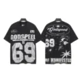 Black washed vintage graphic t-shirt streetwear short sleeve top for men and women - S / Tops / 6348 Washed Black