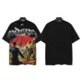 Vintage washed short sleeve t-shirt featuring retro sci-fi graphic print, casual streetwear. - S / Tops / 6182 Washed Black