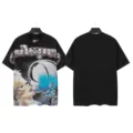 Washed vintage short sleeve T-shirt with retro sci-fi graphic print, black variant. - S / Tops / 6193 Washed Black