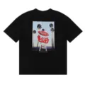 Details of the black short sleeve t-shirt with back palm tree graphic, American high street style. - S / Top (Style 1) / Black
