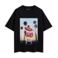 Black short sleeve t-shirt with aesthetic coconut tree graphic print for casual street style. - S / Top (Style 2) / Black