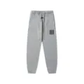 Grey streetwear sweatpants for men and women, featuring long drawstrings and a comfy jogger fit. - Gray