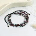 Bohemian multi-layer beaded bracelet featuring colorful glass beads and adjustable braided cord. - Contrast Mixed Color Style (BR1844-C)