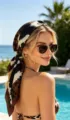 Écharpe carrée en soie élégante motif vache pour femmes, accessoire bandeau tendance. - Imprimé Léopard